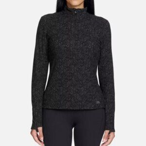 NEW Spyder Active Womens  XL Fleece Quarter-Zip Pullover Black Heather side zip